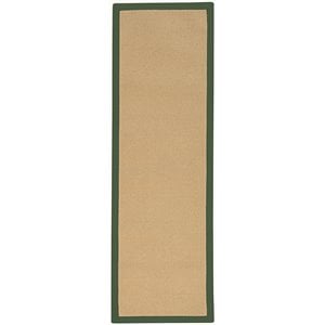Riverbay Furniture 2'6&quot x 12' Transitional Wool Runner Rug in Sisal and Green