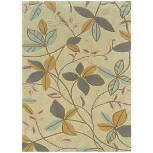 Riverbay Furniture 5' x 7' Transitional Hand Tufted Rug in Beige and Blue