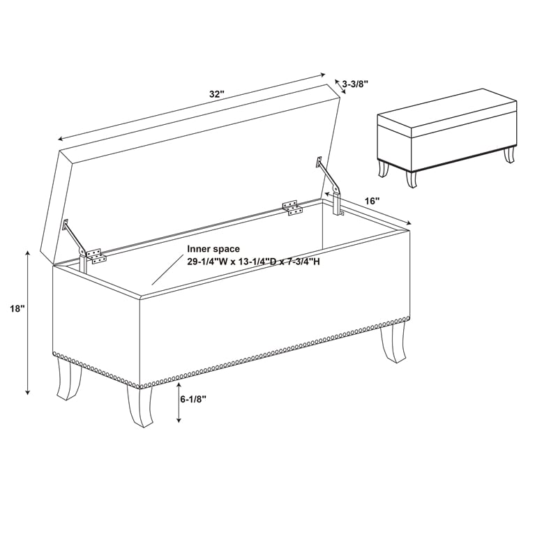 Riverbay Furniture Wood Upholstered Storage Ottoman in Stone Gray