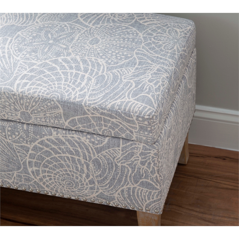 Riverbay Furniture Wood Upholstered Storage Ottoman in Stone Gray