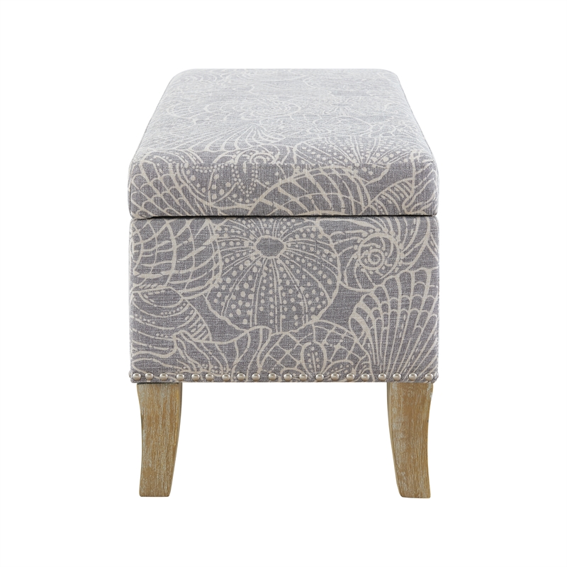 Riverbay Furniture Wood Upholstered Storage Ottoman in Stone Gray