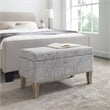 Riverbay Furniture Wood Upholstered Storage Ottoman in Stone Gray