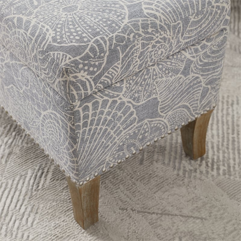 Riverbay Furniture Wood Upholstered Storage Ottoman in Stone Gray