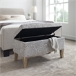 Riverbay Furniture Wood Upholstered Storage Ottoman in Stone Gray