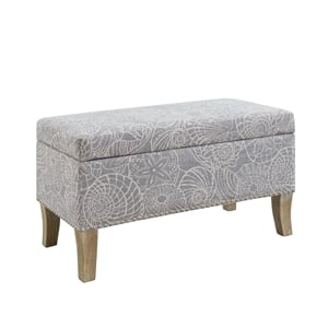 Riverbay Furniture Wood Upholstered Storage Ottoman in Stone Gray