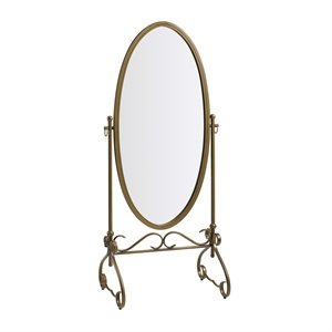 riverbay furniture large oval metal cheval mirror in antique gold