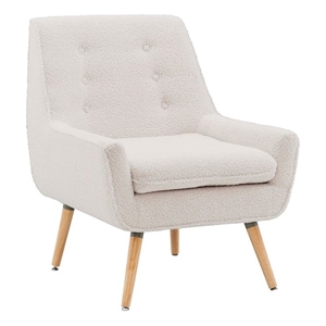 Riverbay Furniture 19'' Modern Faux Sherpa Fabric/Wood Accent Chair in White