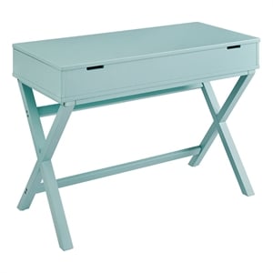 Riverbay Furniture Transitional Wood Lift Top Stand Up Desk in Turquoise Blue