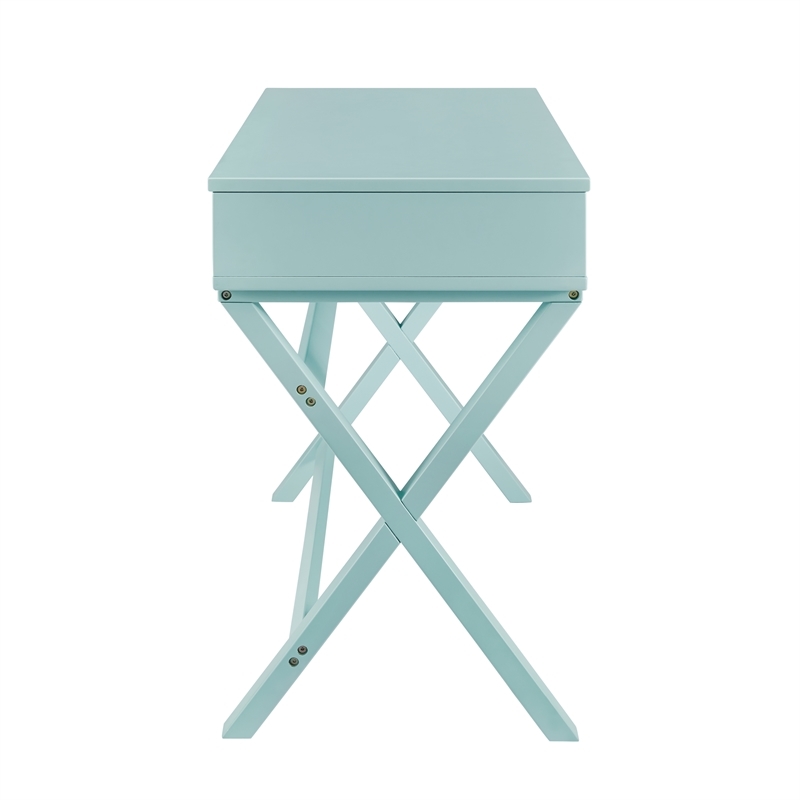 Riverbay Furniture Transitional Wood Lift Top Stand Up Desk in Turquoise Blue