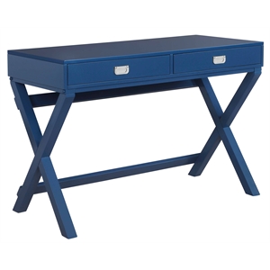 riverbay furniture two drawer wood writing desk in navy blue