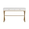 Riverbay Furniture Modern 2-Drawer Wood/Metal Desk in White/Gold