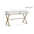 Riverbay Furniture Modern 2-Drawer Wood/Metal Desk in White/Gold