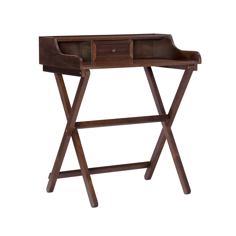 Riverbay Furniture Wood Folding Desk in Antique Walnut Brown