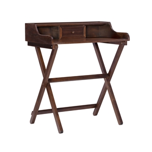 riverbay furniture wood folding desk in antique walnut brown