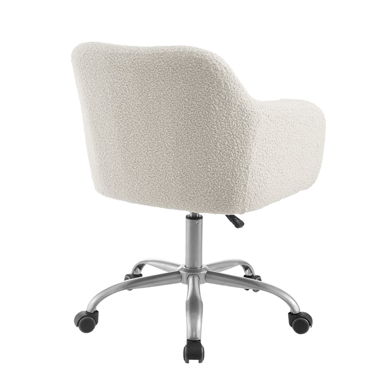 Riverbay Furniture Modern Fabric/Steel Office Chair w/ Wheels in Silver/Natural