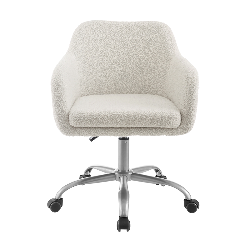 Riverbay Furniture Modern Fabric/Steel Office Chair w/ Wheels in Silver/Natural
