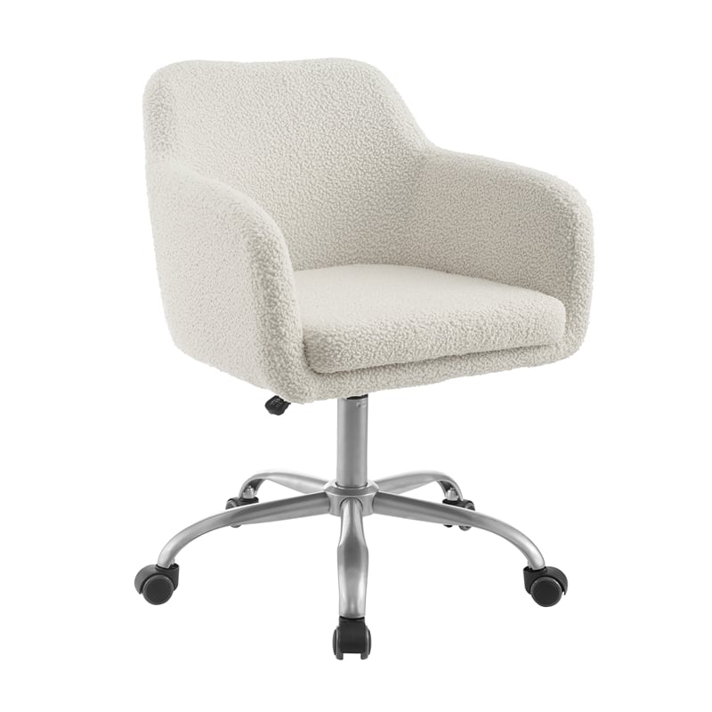 Riverbay Furniture Modern Fabric/Steel Office Chair w/ Wheels in Silver/Natural