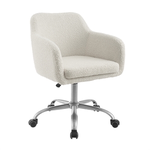 Riverbay Furniture Modern Fabric/Steel Office Chair w/ Wheels in Silver/Natural