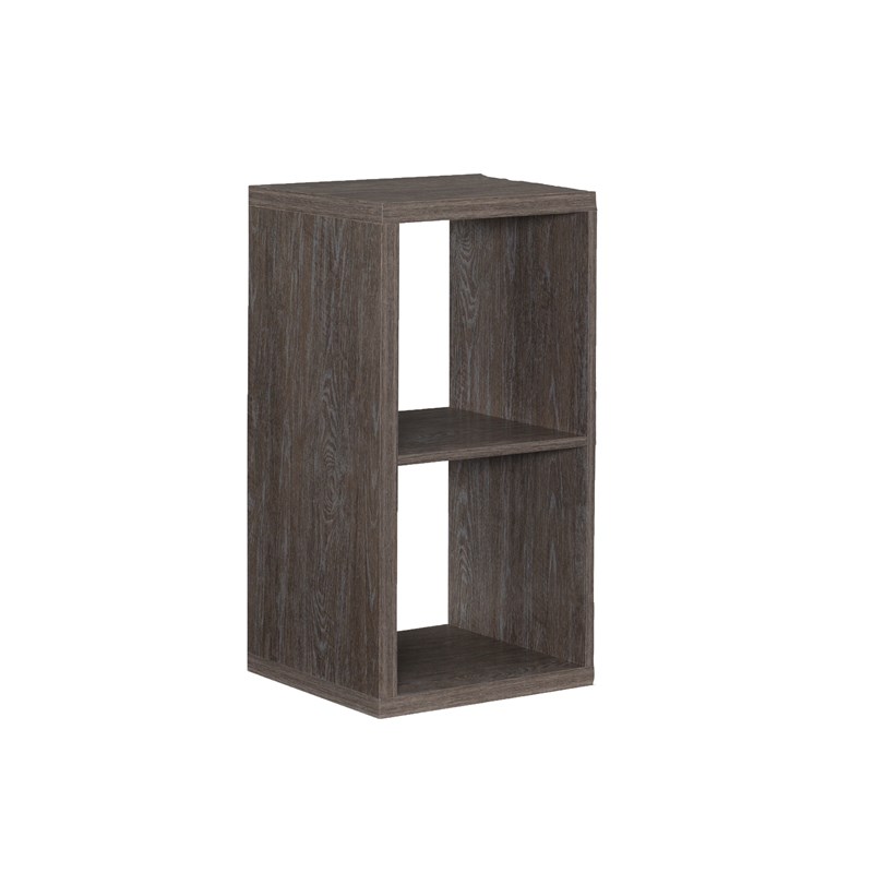 Riverbay Furniture Two Cubby Wood Storage Cabinet in Gray