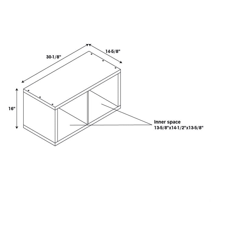 Riverbay Furniture Two Cubby Wood Storage Cabinet in Gray