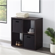 Riverbay Furniture Four Cubby Wood Storage Cabinet in Espresso