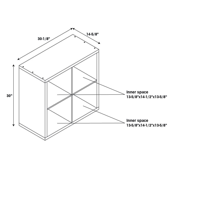 Riverbay Furniture Four Cubby Wood Storage Cabinet in Gray
