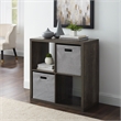 Riverbay Furniture Four Cubby Wood Storage Cabinet in Gray