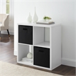 Riverbay Furniture Four Cubby Wood Storage Cabinet in White
