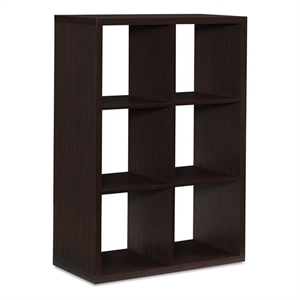 Riverbay Furniture Six Cubby Wood Storage Cabinet in Espresso