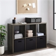 Riverbay Furniture Six Cubby Wood Storage Cabinet in Gray