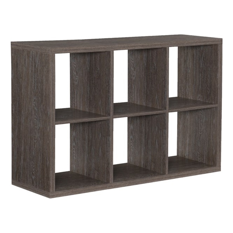 Riverbay Furniture Six Cubby Wood Storage Cabinet in Gray