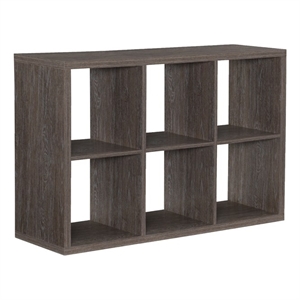 Riverbay Furniture Wood Gray Storage Cabinet Rectangular Six Cubby 30.08&quotW x 14.57&quotD x 44.09&quotH