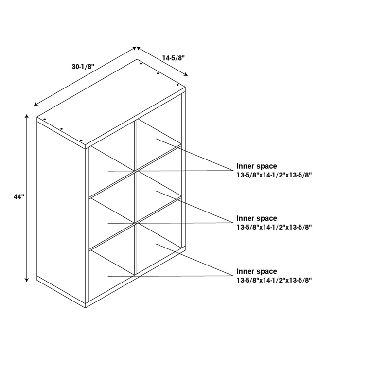 Riverbay Furniture Six Cubby Wood Storage Cabinet in Gray
