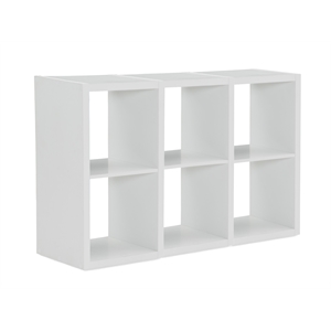 Riverbay Furniture Six Cubby Wood Storage Cabinet in White