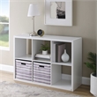 Riverbay Furniture Six Cubby Wood Storage Cabinet in White