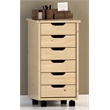 Riverbay Furniture Six Drawer Wood Rolling Storage Cart in Brown