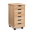 Riverbay Furniture Six Drawer Wood Rolling Storage Cart in Brown