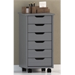 Riverbay Furniture Six Drawer Wood Rolling Storage Cart in Gray
