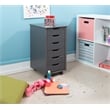 Riverbay Furniture Six Drawer Wood Rolling Storage Cart in Gray