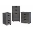Riverbay Furniture Six Drawer Wood Rolling Storage Cart in Gray