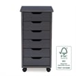 Riverbay Furniture Six Drawer Wood Rolling Storage Cart in Gray