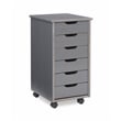 Riverbay Furniture Six Drawer Wood Rolling Storage Cart in Gray
