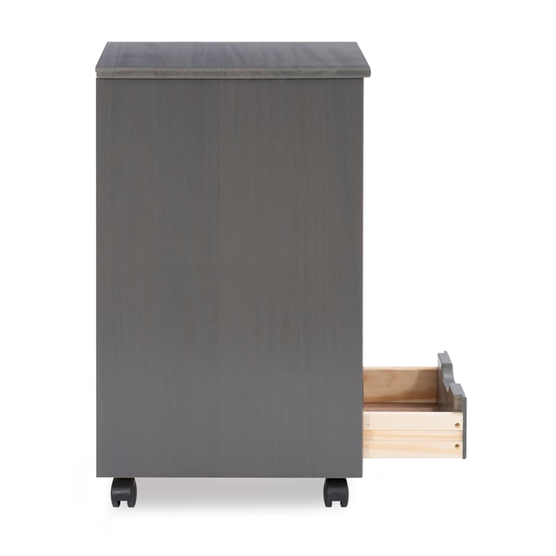 Riverbay Furniture Six Drawer Wood Rolling Storage Cart in Gray