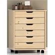 Riverbay Furniture Wood Natural Rolling Storage Cart Rectangular Casters 20.75