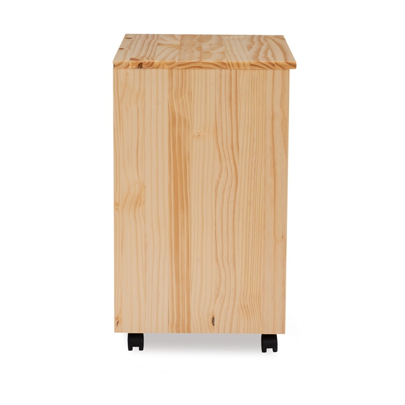 Riverbay Furniture Six Drawer Wide Wood Rolling Cart in Natural
