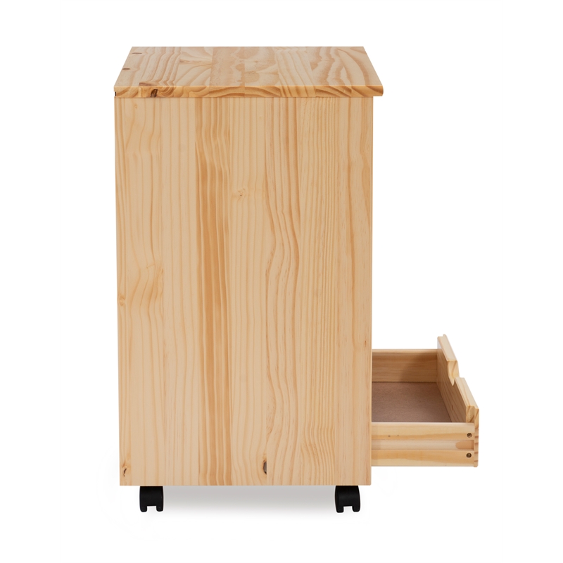 Riverbay Furniture Six Drawer Wide Wood Rolling Cart in Natural
