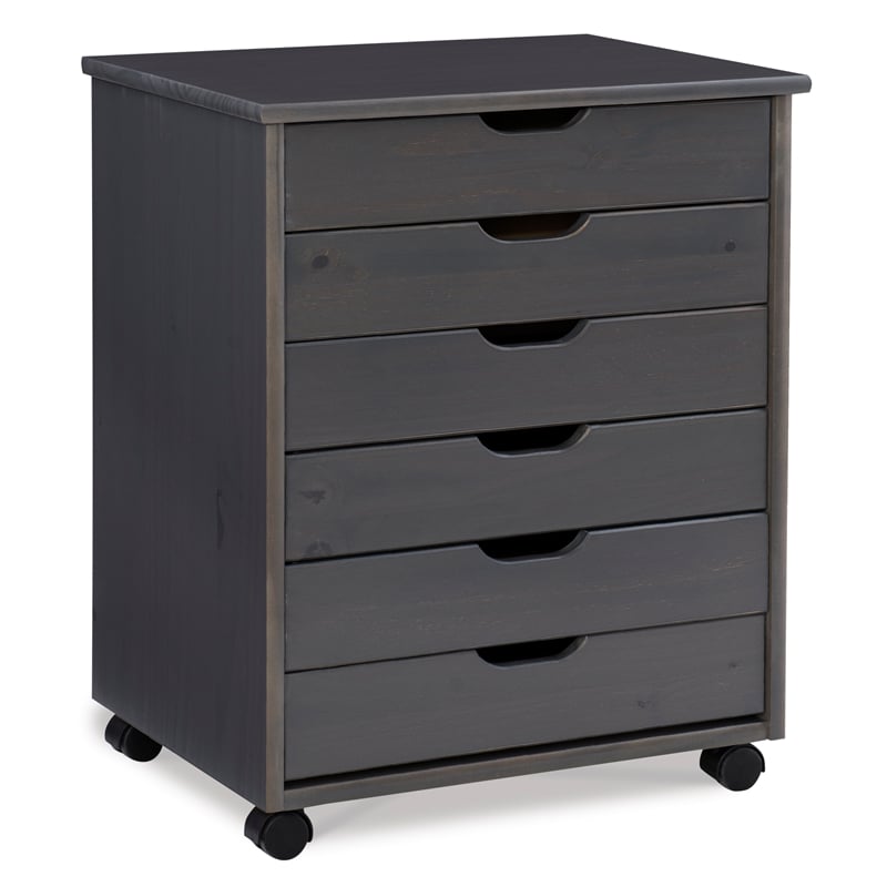 Riverbay Furniture Wood Gray Rolling Cart Rectangular Mobile 20.75