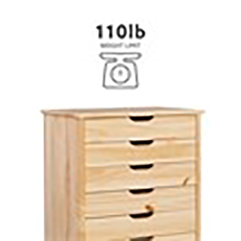 Riverbay Furniture 8-Drawer Transitional Wood Storage Cart w/ Casters in Natural