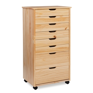 Riverbay Furniture 8-Drawer Transitional Wood Storage Cart w/ Casters in Natural