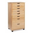 Riverbay Furniture 8-Drawer Transitional Wood Storage Cart w/ Casters in Natural